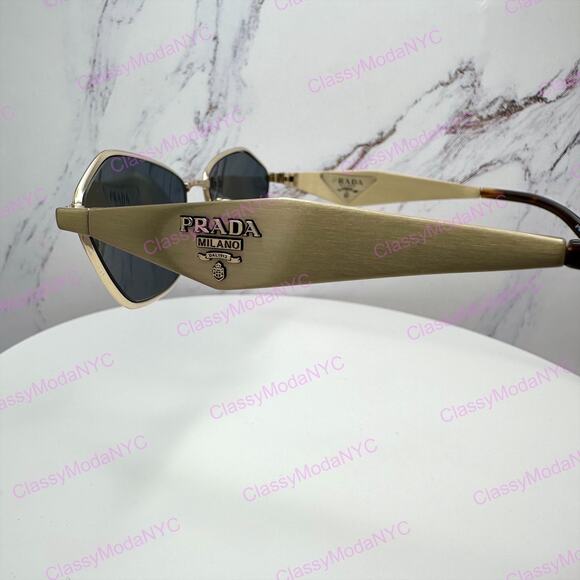 New PRADA Sunglasses Gold Metal 3D Logo Aviator Cat Eye main image 8
